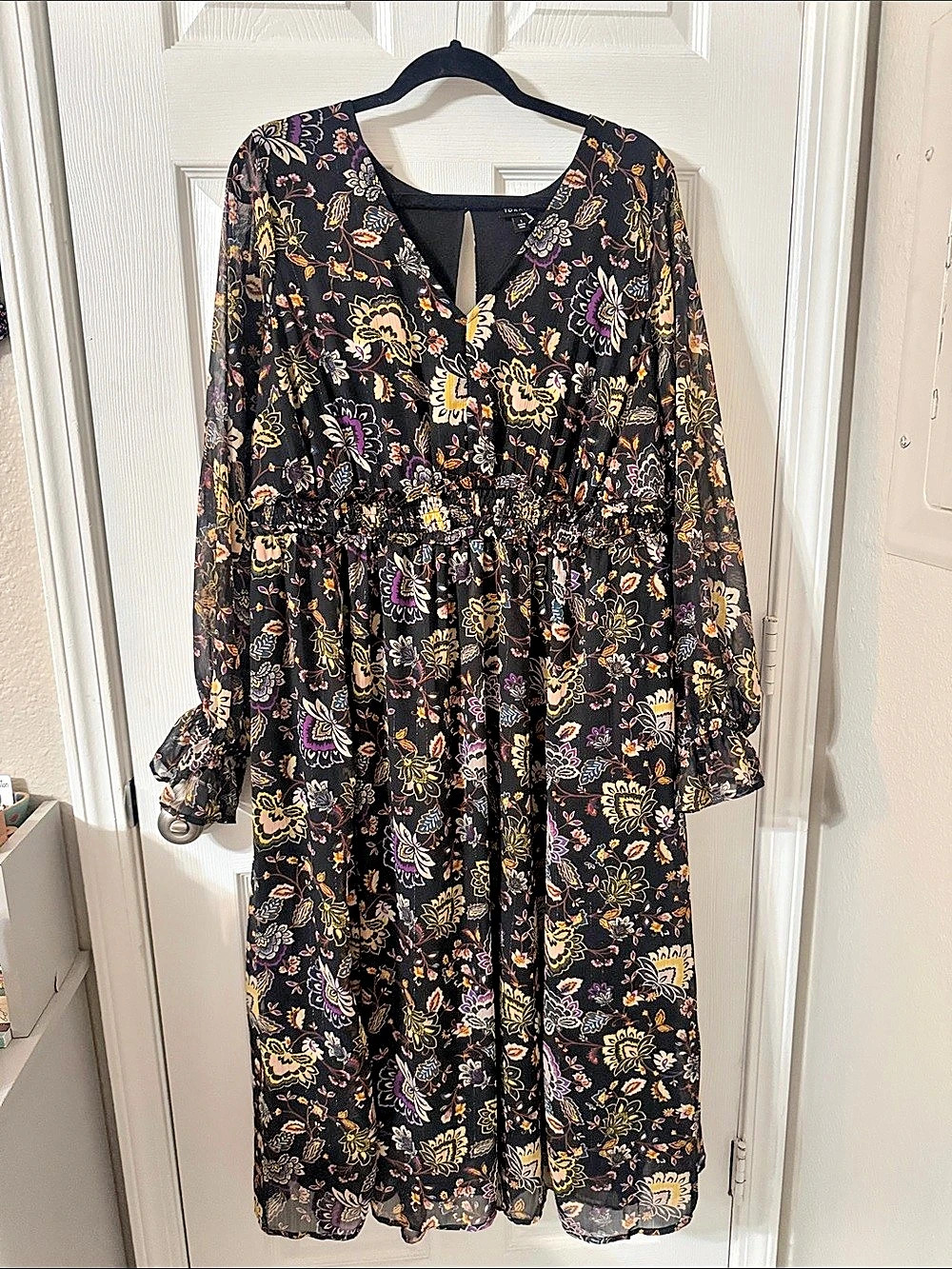 Torrid Black Floral Challis Smocked Dress Multicolor Size 1X
